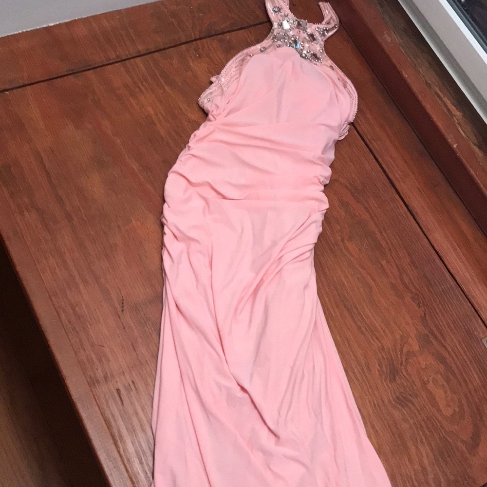 Cache long pink dress with rhinestones on front. - Picture 3 of 4